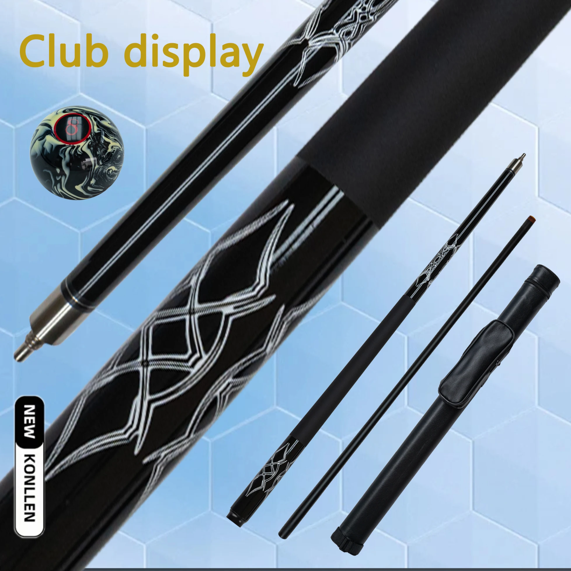 

Highly Durable Carbon Fiber Pool Cue for 9-Ball and Carom Billiards 13mm Tip, Excellent Stability