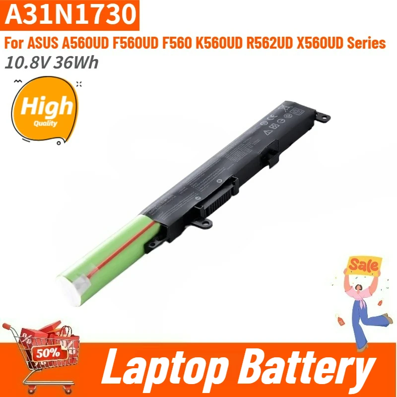 

Laptop Battery 10.8V 36Wh A31N1730 For ASUS K560UD R562UD A560UD F560UD F560 X560UD Replacement Battery Brand New High Quality