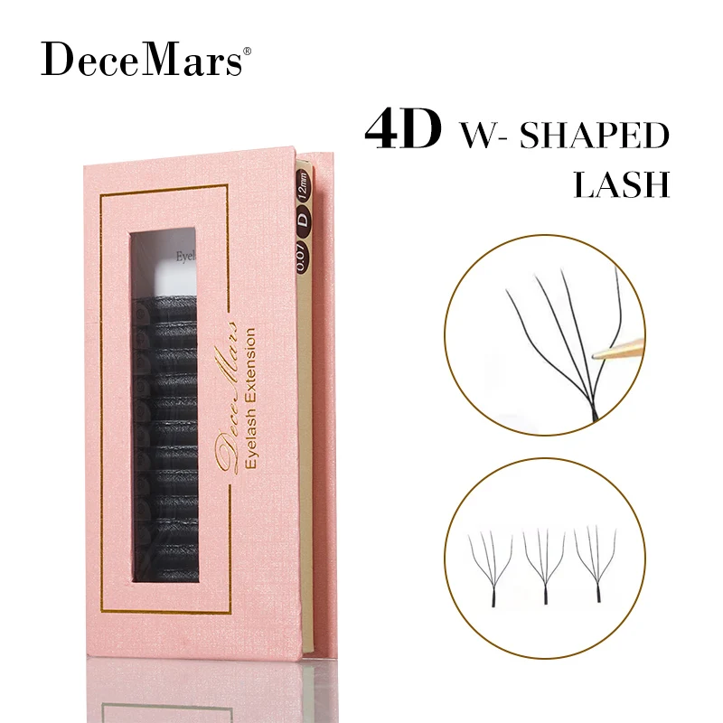 DeceMars-4D-W Shaped Eyelash Extensão, 12 Linha por Bandeja