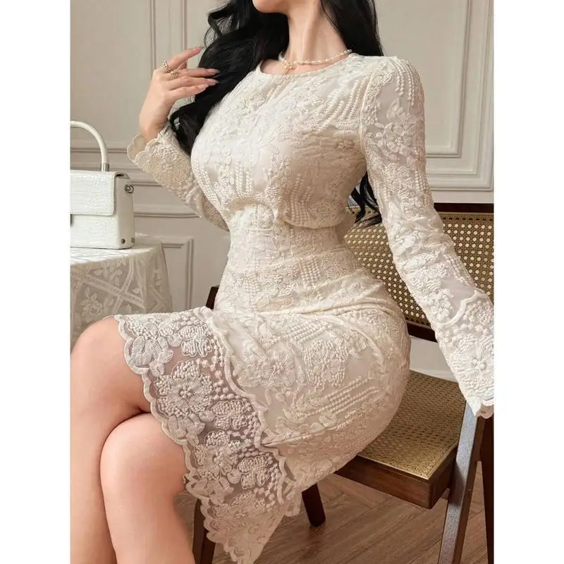

Elegant Lace Dress Classy Atmosphere Women's Dress CityWalk Style Other Material 100% Seven Sleeve Length Spring Season