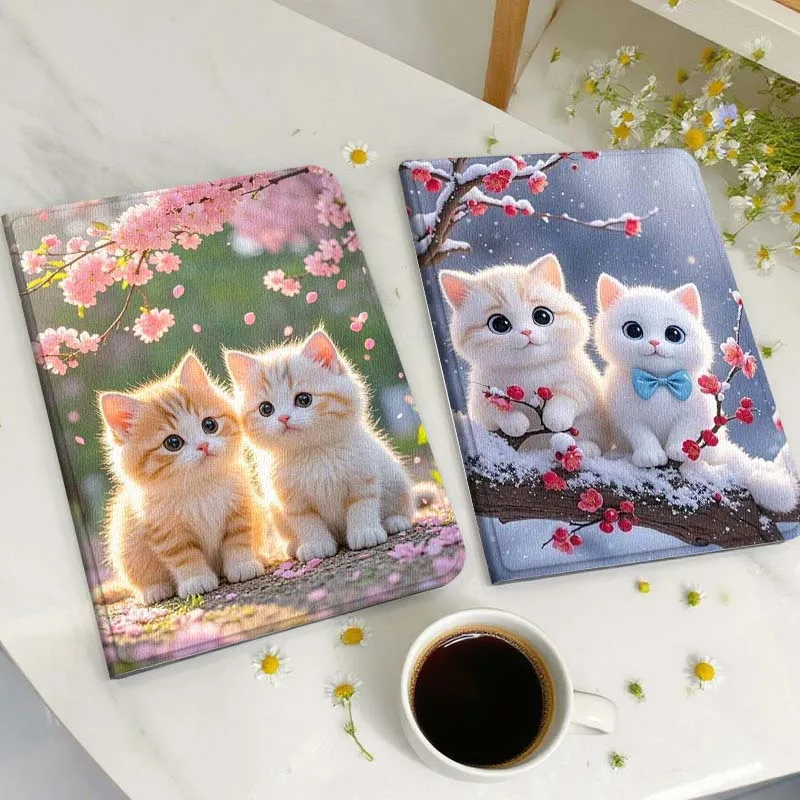 

Cartoon Cherry Blossom Kitten For Samsung Galaxy Tab A A7 A8 A9 A11 S6 S11 Lite Plus 10.1 10.4 10.5 Inch 2022 2025 Tablet Case
