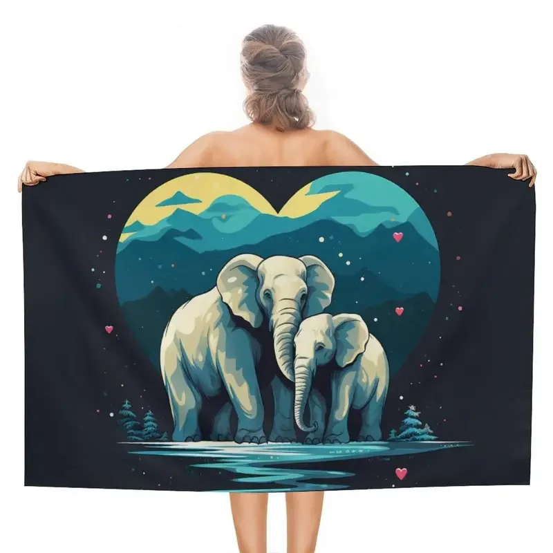 Summer Funny Elephant Bath Towel Lightweight African Wild Animal Beach Towel Travel Swim Pool Yoga Gym Camp Towels for Kid Adult