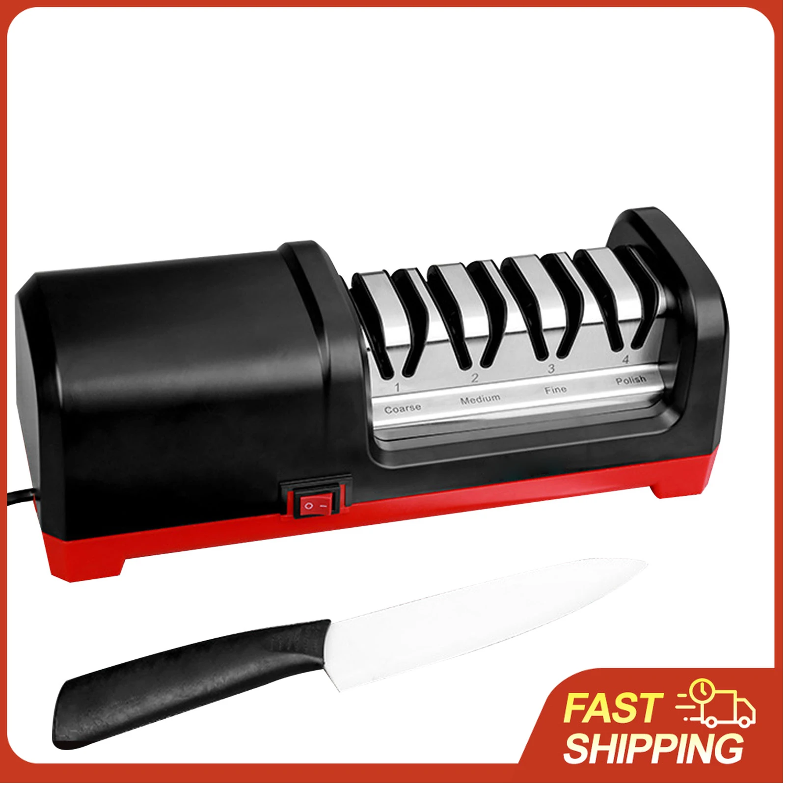 Electric Knife Sharpener 3-Stage Angle Guided Professional Knife Sharpener 15-Degree Angle Guide Spring-Loaded for Metal Ceramic