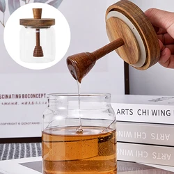 High Borosilicate Glass Honey Bottle With Wooden Lid And Stirring Rod For Honey Transparent Honey Storage Jar