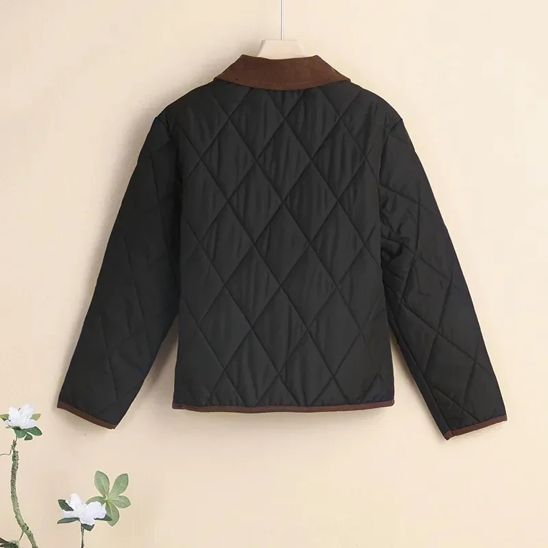 Women\'s Winter Parka 2024 Lapel Collar Elegant Leisure Down Cotton Jacket Fashion Versatile Short Ladies Cotton Padded Outwear