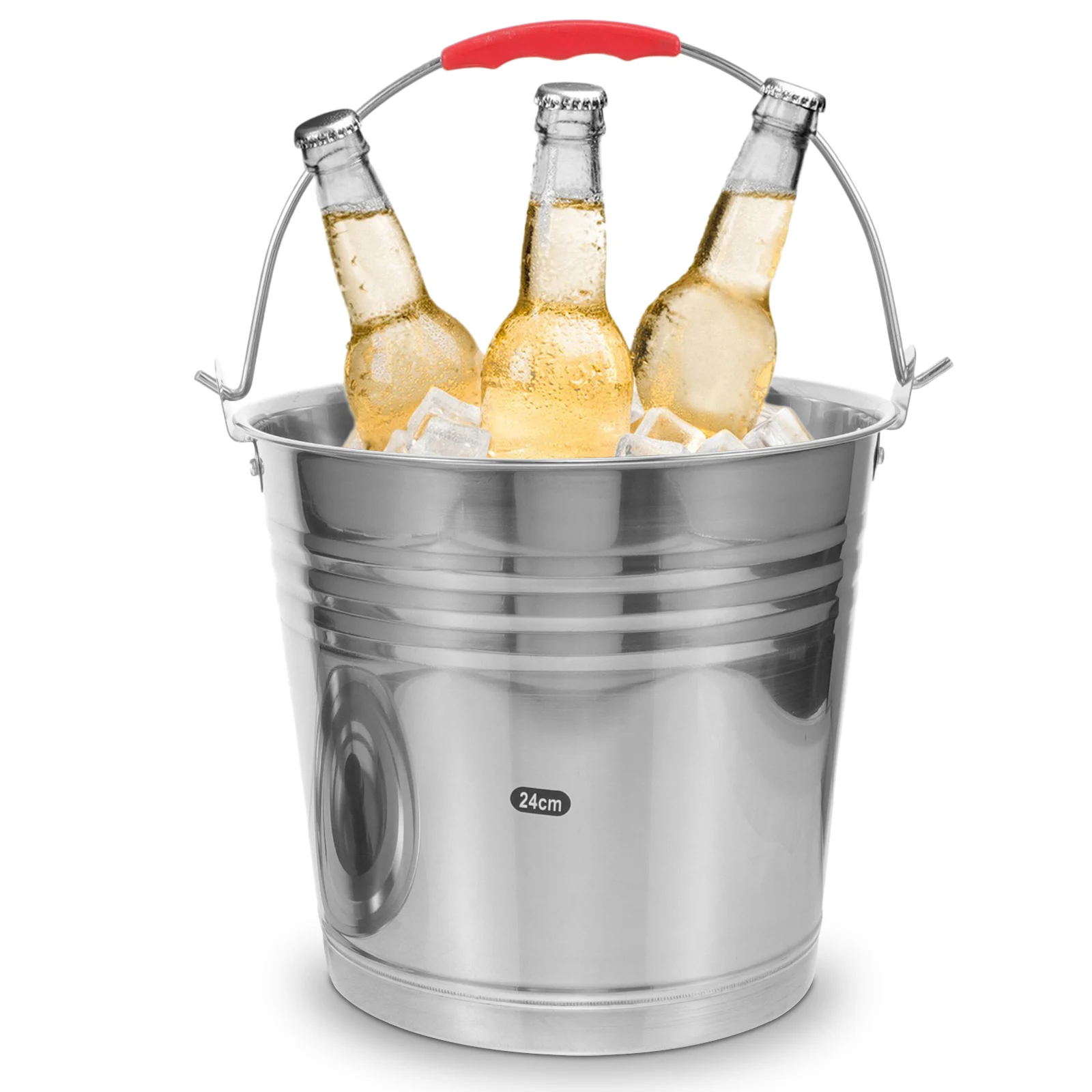 

Stainless Steel Water Bucket 24cm 6L Large Capacity Lid Home Bar KTV Beach Party Ice Storage Bucket Cooling Drinks Portable