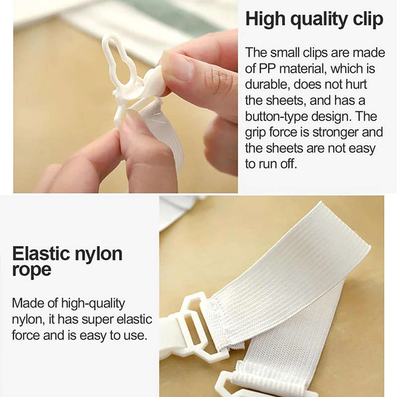 GUANYAO  White Bed Sheet Mattress Cover Blankets Grippers Clip Holder Fasteners Elastic Set Fixing Slip-Resistant Belt  Elastic