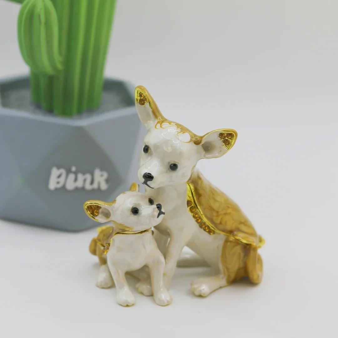 Chihuahua Alloy Jewelry Box with Rhinestones