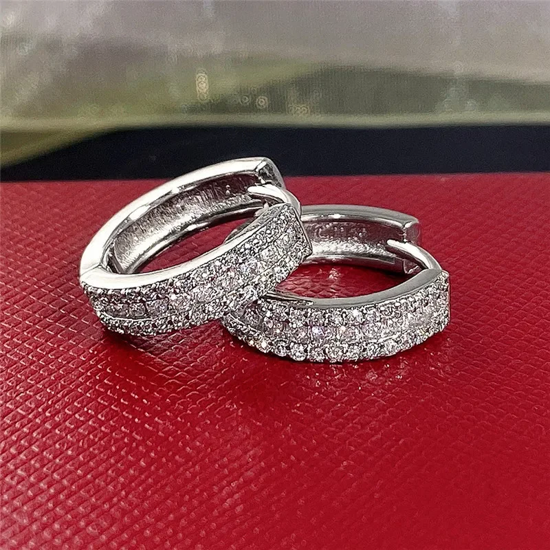 Fashion Cubic Zircon Small Hoop Earrings SIlver Color Minimal Round Circle Hoops Earrings for Women Man Party Jewelry