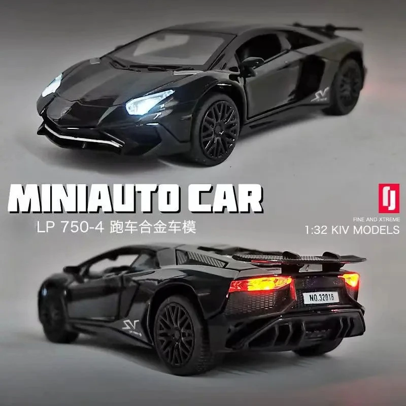 1:32 SV LP750-4 سبيكة سيارة رياضية دييكاست نموذج الصوت والضوء سلسلة لعبة أطفال هدية عيد ميلاد