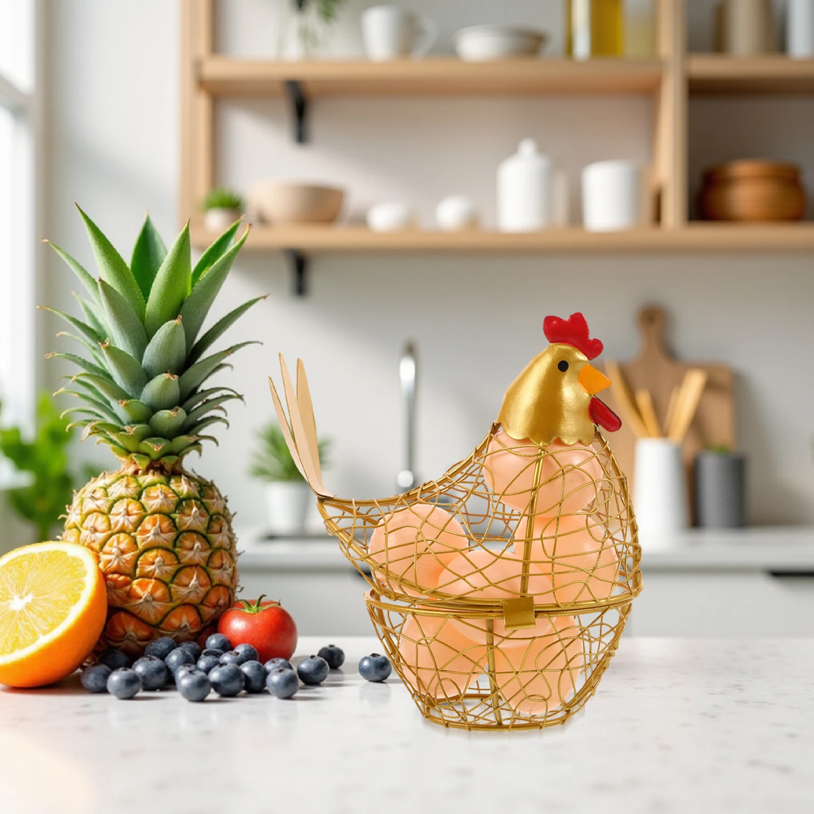 

Kitchen Wrought Iron Wire Storage Basket For Fresh Eggs Countertop Organizer Mesh Holder Chicken Egg Basket Metal - Egg