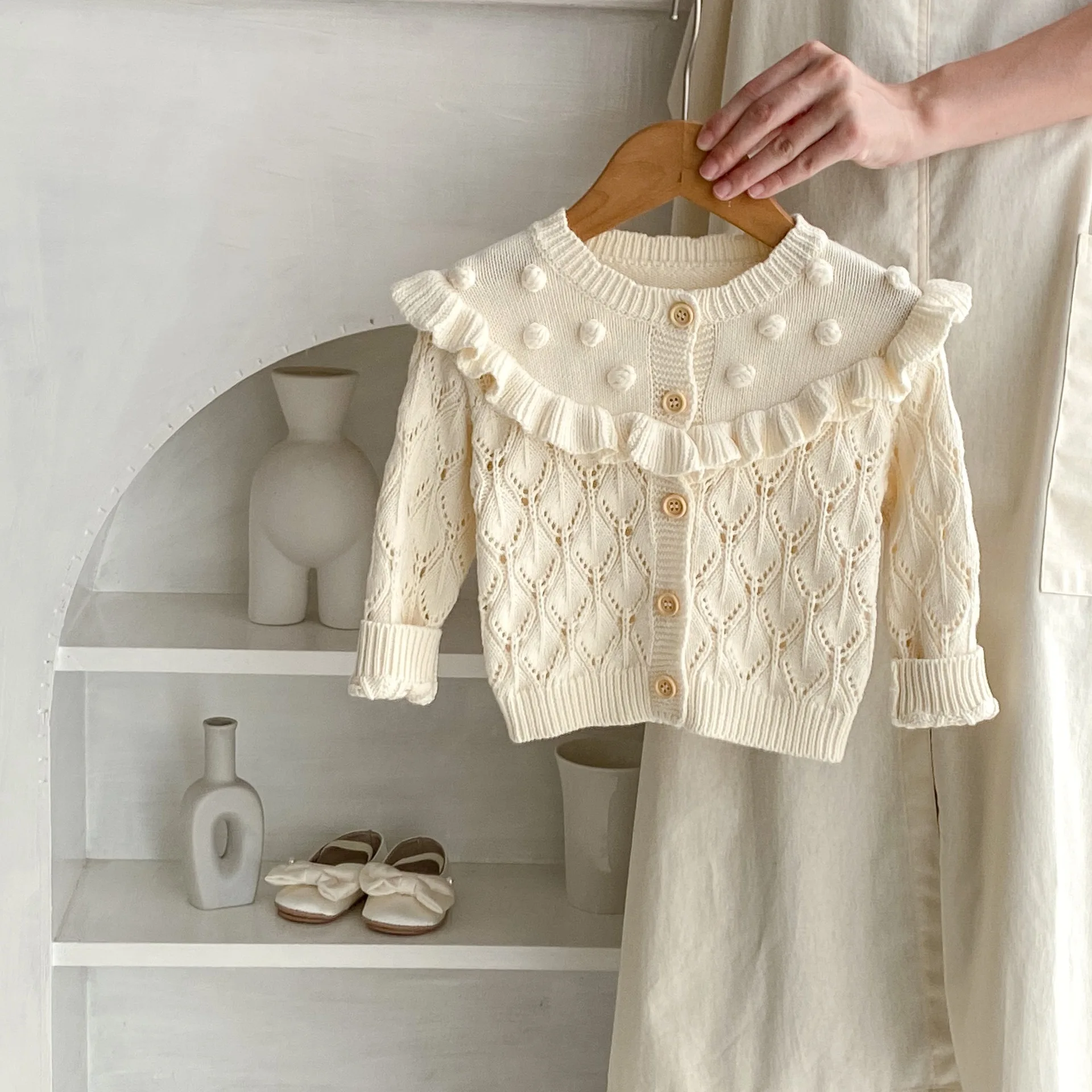 

Осенне-зимняя одежда для маленьких девочек, вязаный детский свитер для новорожденных для девочек, кардиган с длинными рукавами, свитер, пальто, джемперы для малышей