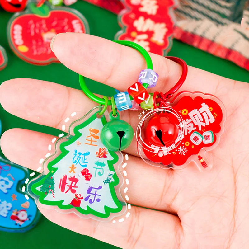 Novità Creativo Natale Acrilico Portachiavi Ciondolo Moda Divertente Portachiavi Squisito Zaino Decorazione Accessori Regali