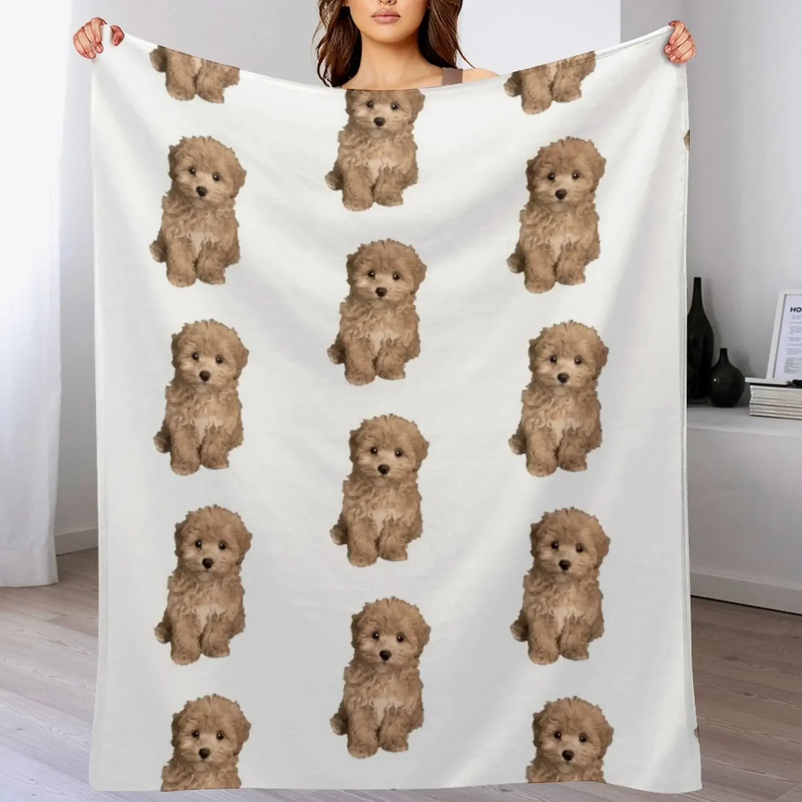 Cute Adorable Maltipoo Throw Blanket Warm Comfortable Blanket for Office Napping