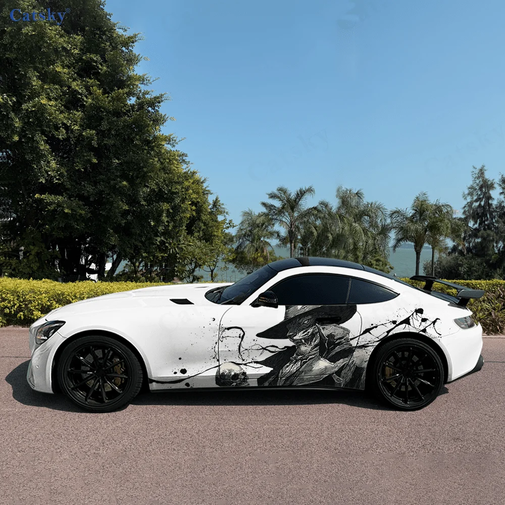 

Темный тигр, цилиндр, череп, автомобильные виниловые наклейки, самоклеящаяся наклейка из ПВХ, подходит для грузовиков, внедорожников, декор, автоаксессуары, подарок