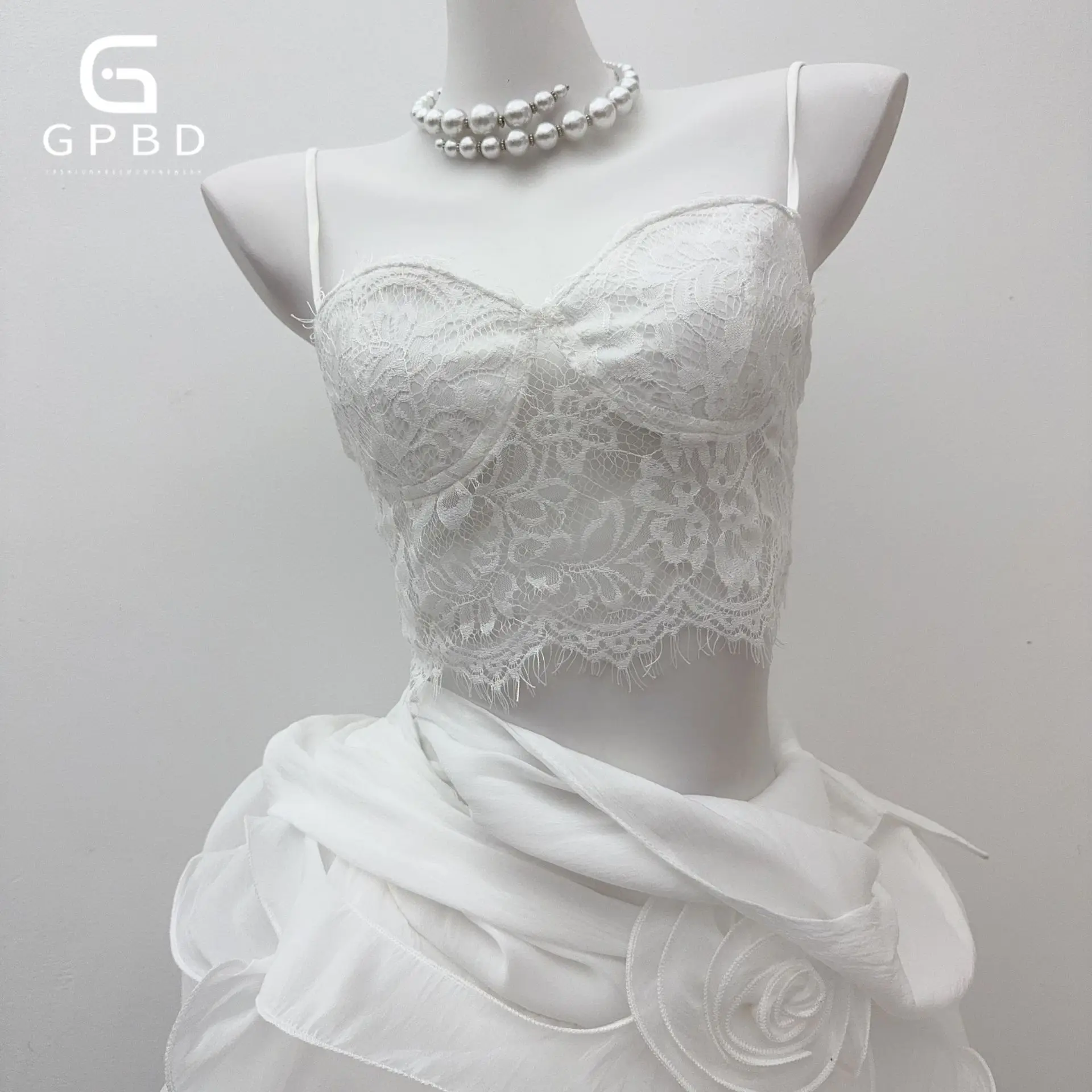 2025 Vestido floral transparente de duas peças Conjunto de camisola e blusa elegante francesa