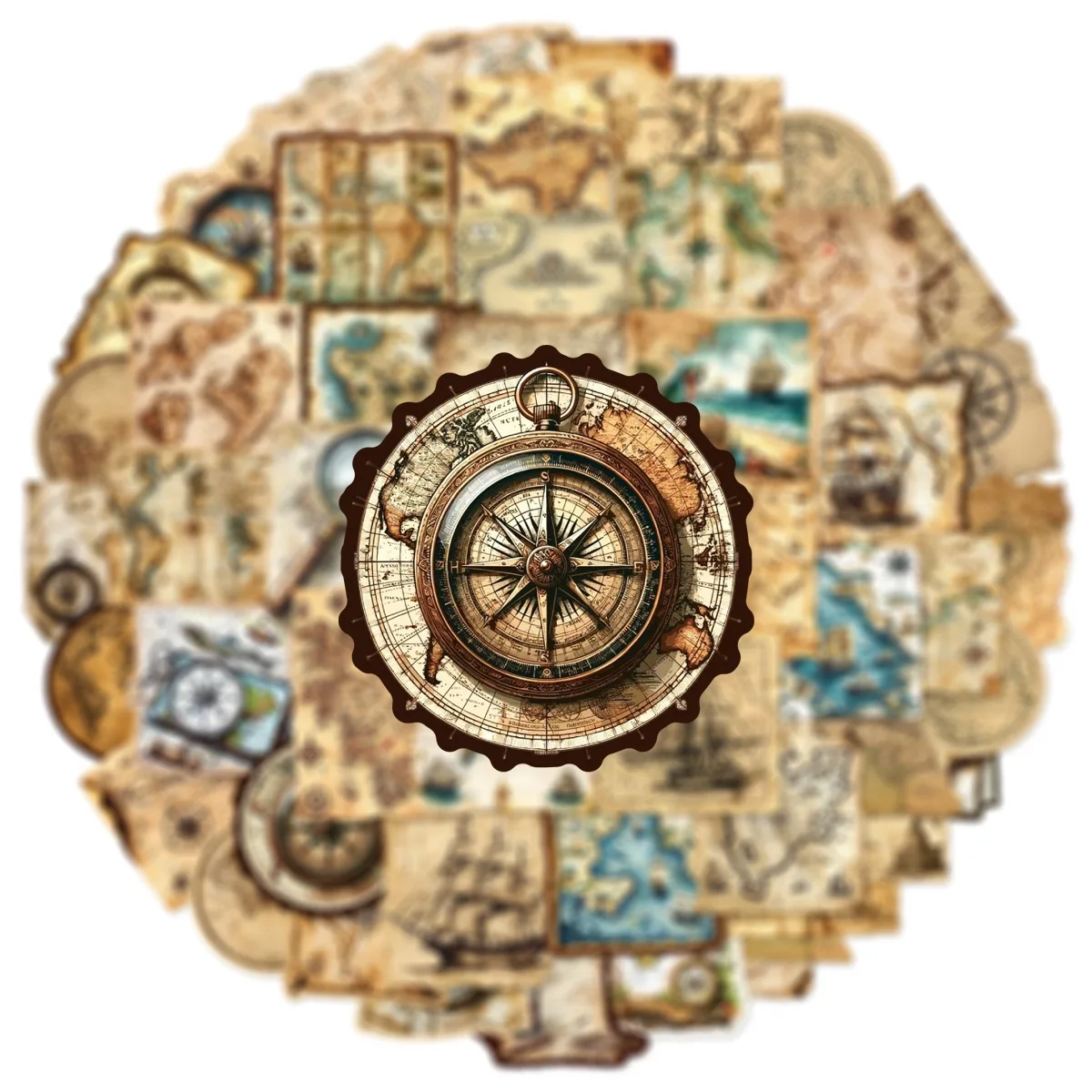 

10/50pcs Vintage World Map Travel Stickers Aesthetic Waterproof Graffiti For Luggage Guitar Phone Laptop Skateboard Vinyl Decals