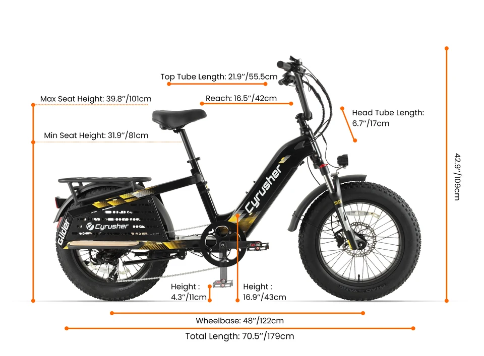 Glider Cyrusher 250W 15.6Ah Adult Cargo Electric Bike 7-Speed 20" * 4.0" Tire  80Nm Torque Hydraulic Disc Brake 25 MPH image 8