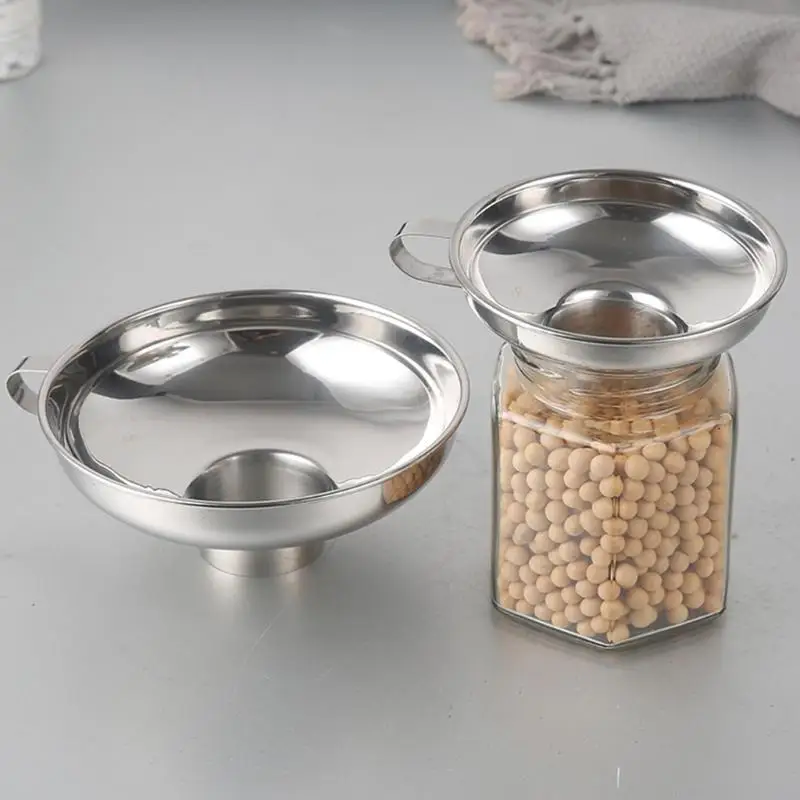 F19B Stainless Steel Funnel for Wide and Regular Jar Jars Canning Supplies Kitchen Funnel Wine Oil Filter Tool