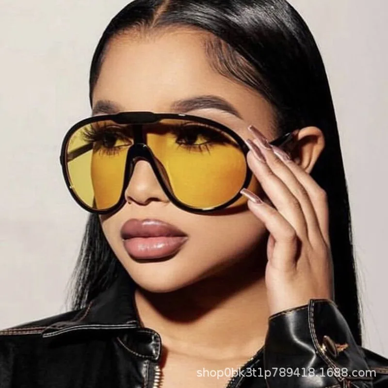Frameless oversized women's integrated neutral windproof large-frame outdoor sunglasses, suitable for summer beach vacation, outdoor self-driving, street portrait shooting, commuting wear, school return matching, holiday gifts