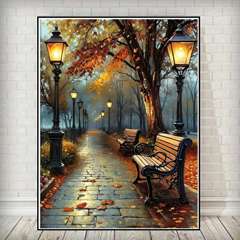 5D Diamant Malerei Stickerei Straße Romantische Landschaft Neue Ankunft Bild Strass Diamant Mosaik Baum DIY Magen Wohnkultur