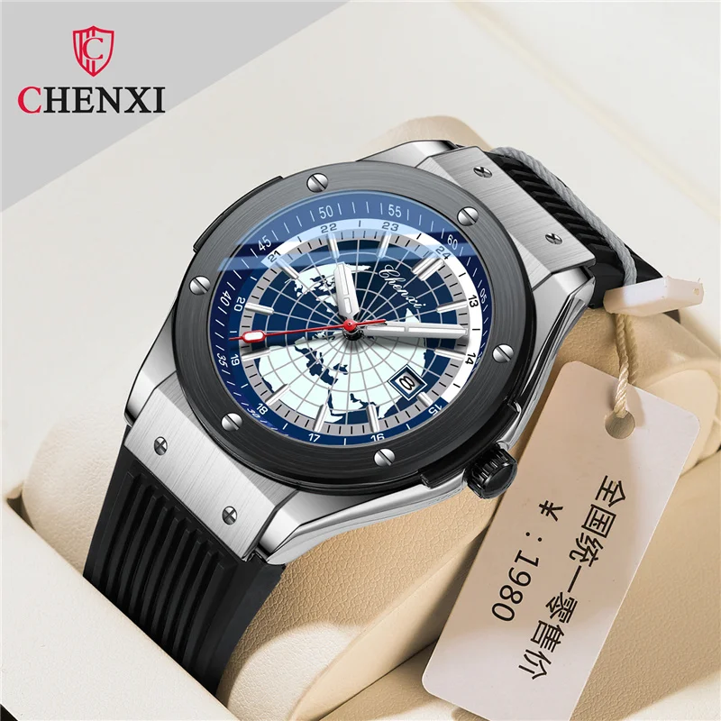 CHENXI 82442 Casual Sport Watches for Men Brand Luxury World map Military Waterproof Wrist Watch Man Clock Fashion Wristwatch