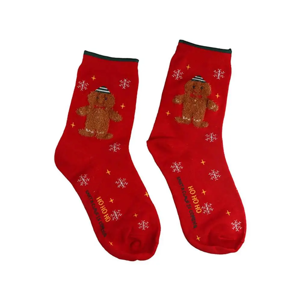 Katoenen kerstsokken Kerstman Sneeuwpop Cartoon Kousen Gingerbread Man Doek Accessoires Mid-Tube Sokken Kerstcadeau