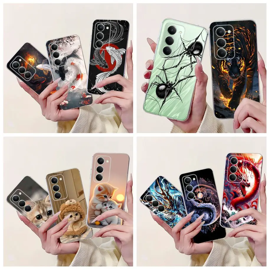 حافظة لهاتف Xiaomi Redmi 15 4G 2025 حافظة فاخرة على شكل عنكبوت النمر التنين كرتونية من السيليكون الناعم Fundas لهاتف Xiaomi Redmi 15 غطاء Redmi15