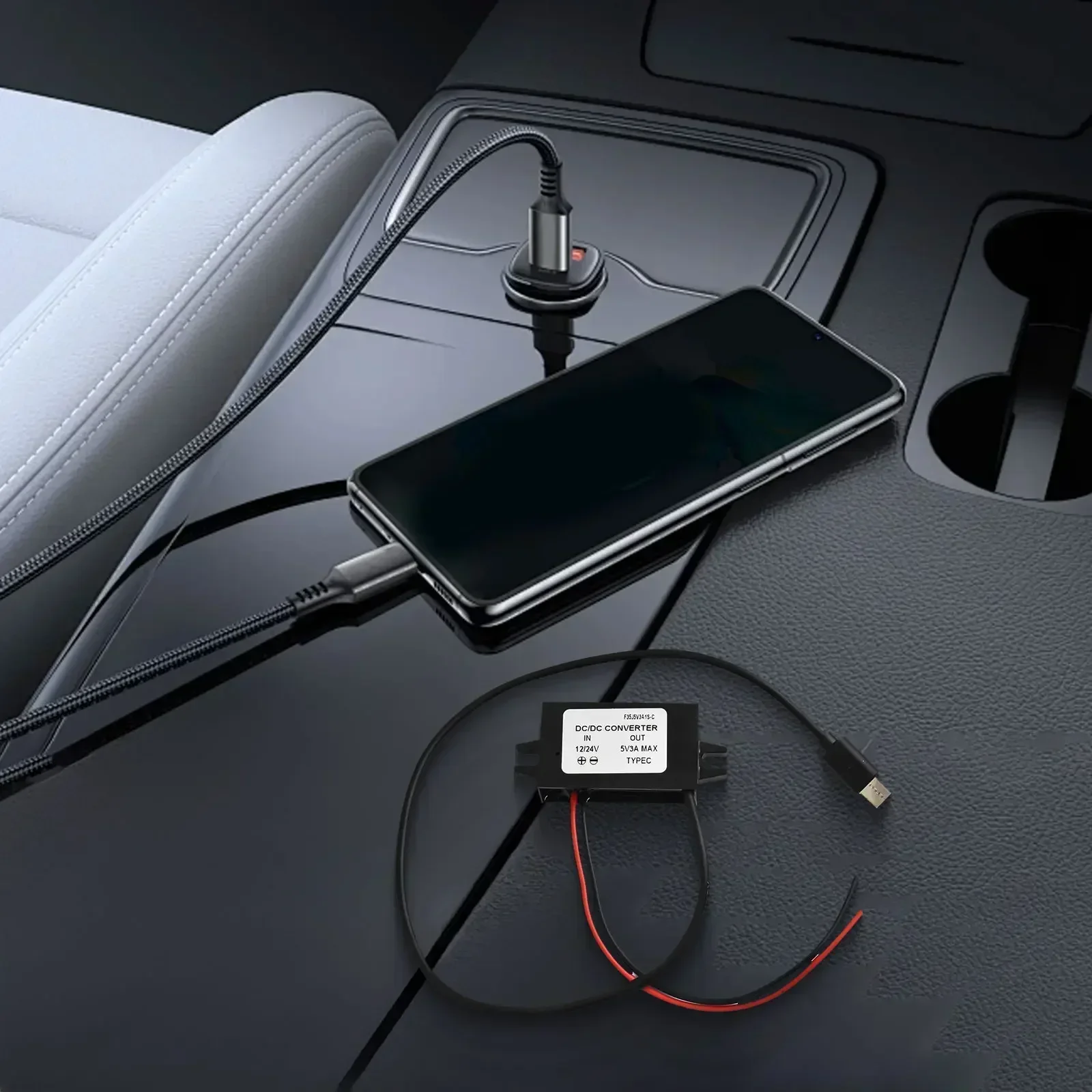 อะแดปเตอร์แปลงไฟ USB C แปลงแหล่งจ่ายไฟ DC ของยานพาหนะ (12 24 V) เป็นแรงดันต่ํา (5 V) สําหรับอุปกรณ์อิเล็กทรอนิกส์ เช่น กล้อง Dash