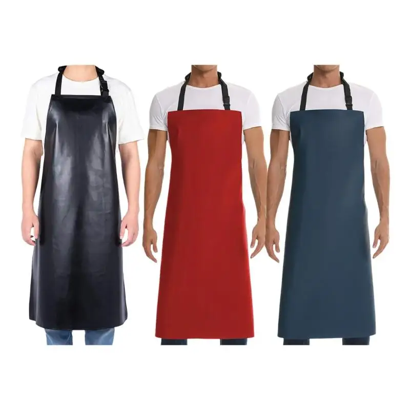 

PU Leather Protective Apron Oil Water Resistant Apron Adjustable Waist Belt For Industrial Cooking Tasks D2RC