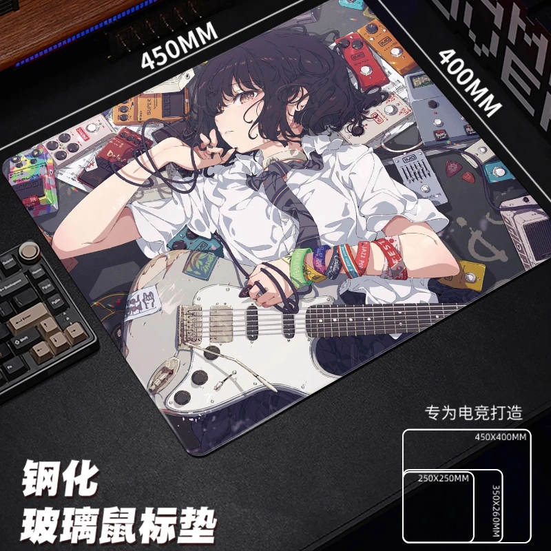 

Коврик для мыши из хрустального стекла, фотоэлектрический жесткий коврик для игрового стола, оптимизированная поверхность для киберспорта, противоскользящий компьютерный аксессуар большого размера