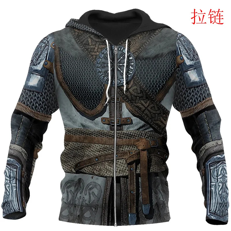 

Viking Armor - Tattoo 3D All Over Printed Men hoodies Harajuku Fashion hooded Sweatshirt Unisex Casual jacket Zip Hoodie