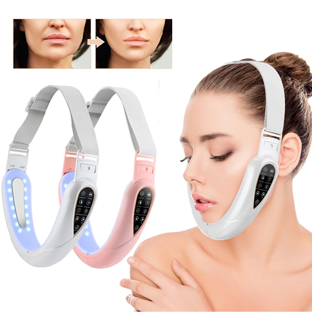 V Face Facial Machine Electric V-Line Up Lift Belt Face Massage LED Face Skin Lifting Firming Beauty Device Double Chin Reducer