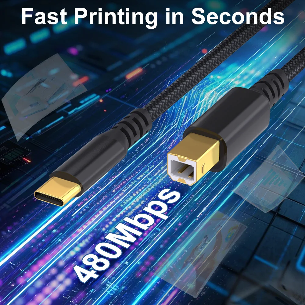 USB C to B Printer Cable High Speed for HP Canon Brother Samsung Dell Epson Lexmark Xerox to 480 Mbps provide more USB device