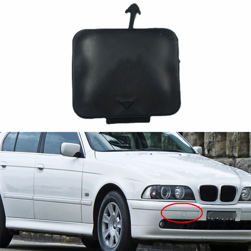 Front Bumper Tow Eye Hook Cover Towing Cap Unpainted For BMW 5-Series E39 525i 528i 530i 540i 1997-2003