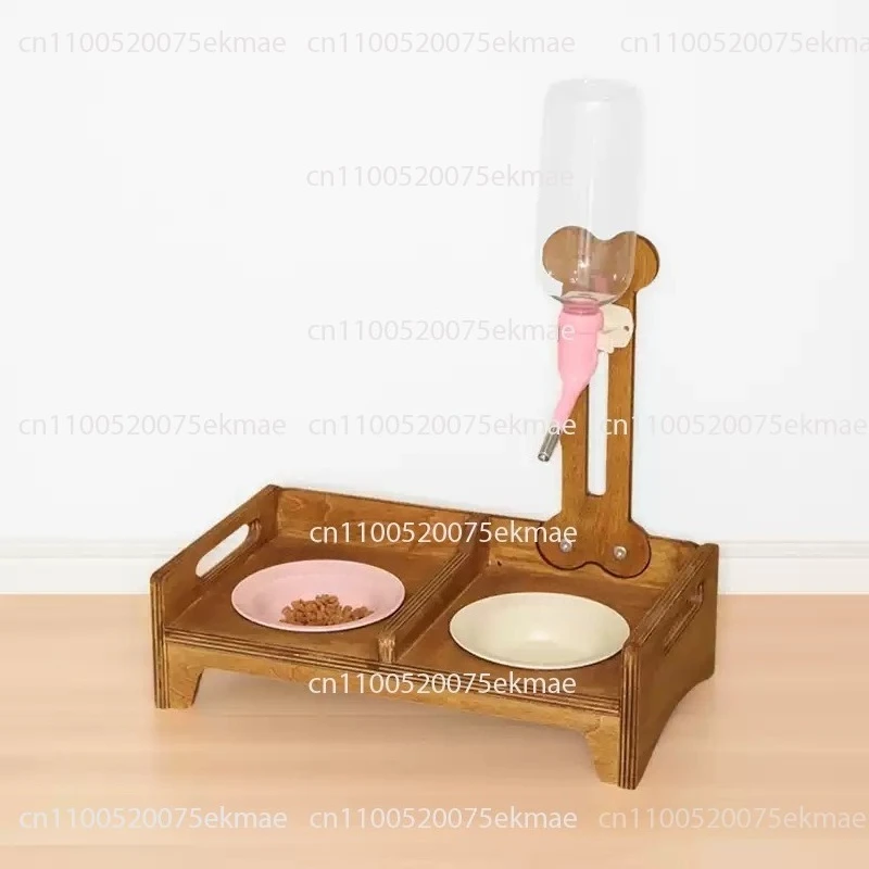 Cat Water Dispenser  Dog Water Dispenser  Upright Solid Wood Ball-Bearing Automatic Water Dispenser Stand