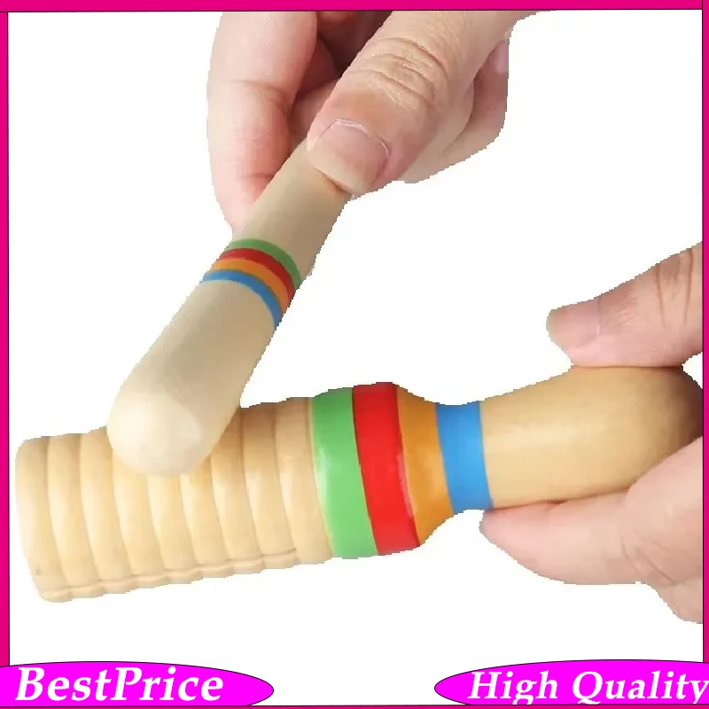 Wood Colour Single Rattle Wood Rattle Orff Musical Instruments Wooden Small Single-threaded Ring Hand Shaker Early Education