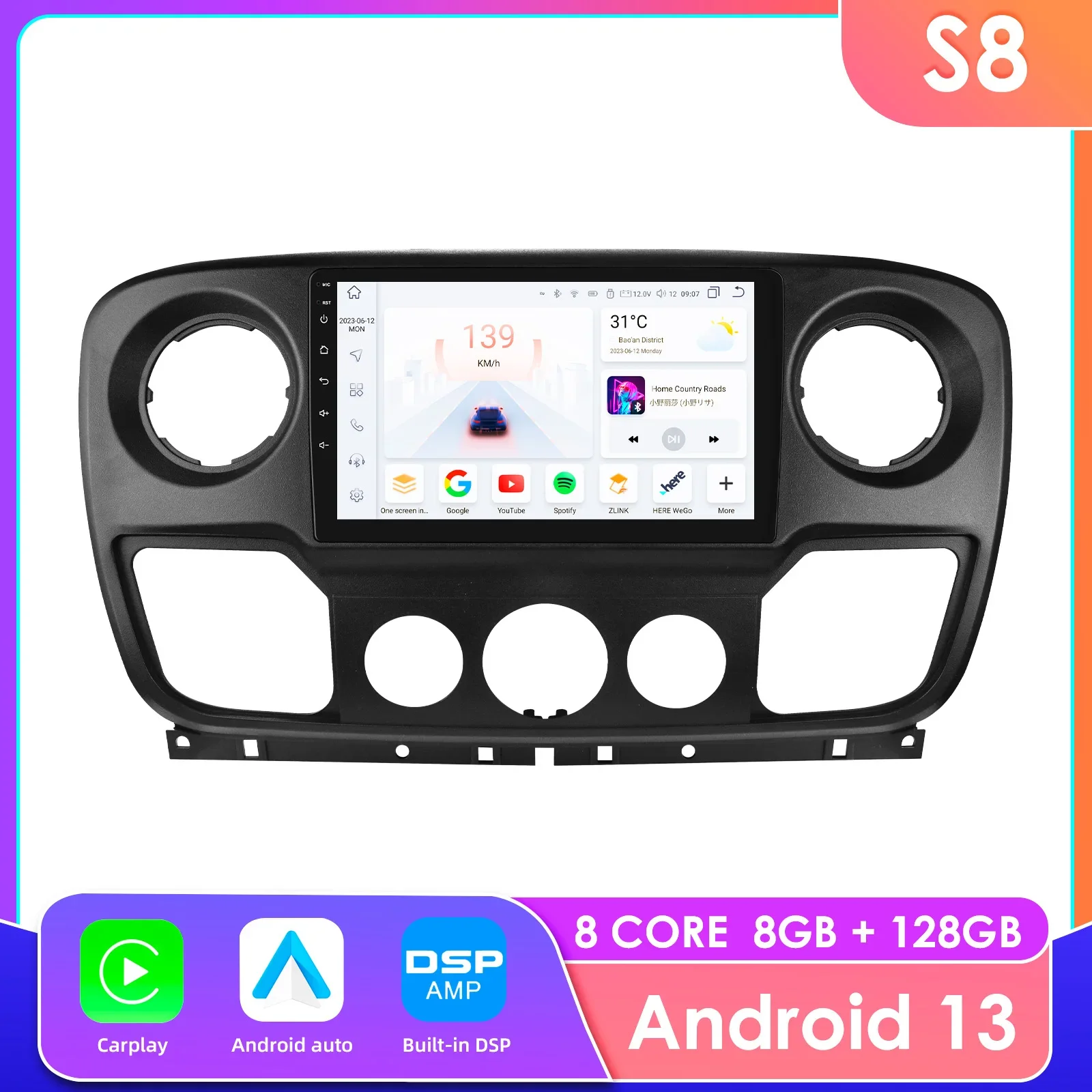 

Hizpo Carplay 4G Android Car Multimedia Player for Nissan NV400 2010 -2019 for Opel Movano for Renault Master III 2011 GPS Video