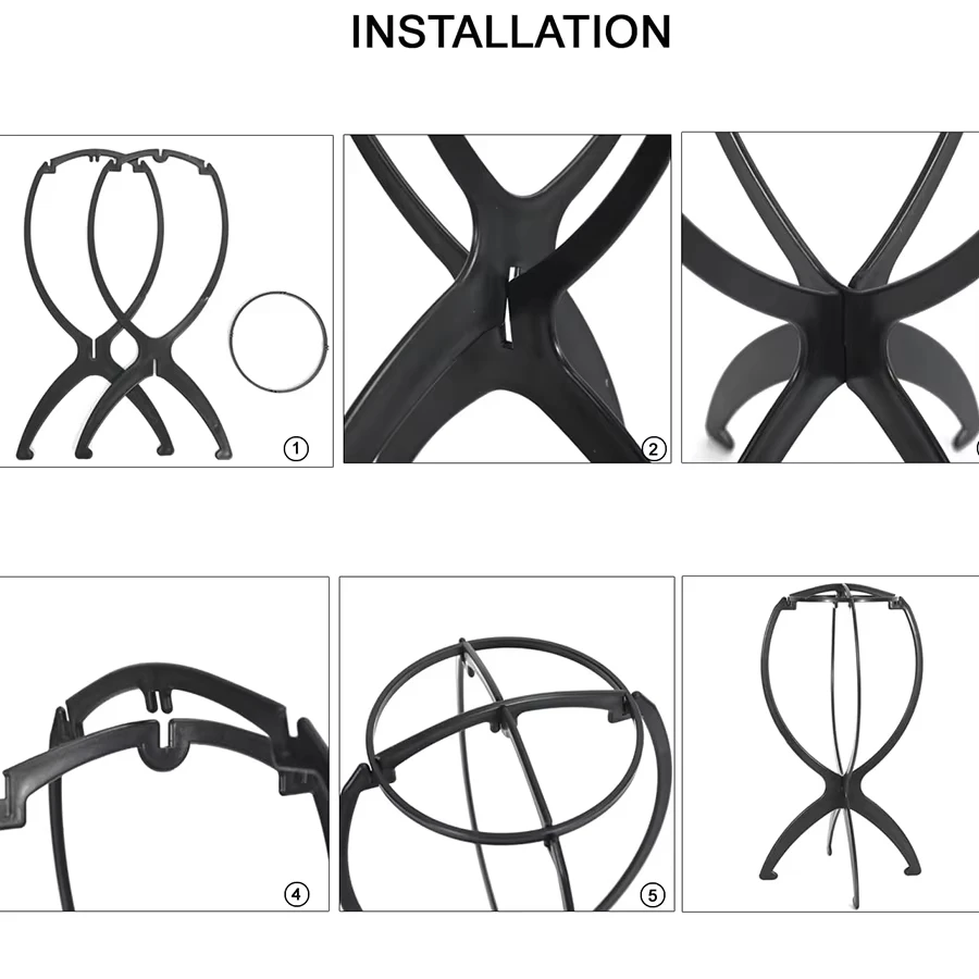 Supporto per parrucca in plastica Supporto per parrucca portatile Supporto per parrucca nero rosa Supporto per appendere parrucca Strumenti durevoli per l'esposizione dei capelli Accessori per parrucche