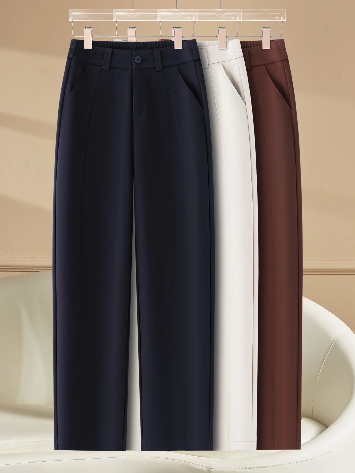 

High Waist Straight Leg Suit Pants Women's Spring Autumn New Style Slimming Casual Smoke Tube Loose Harlan Pants