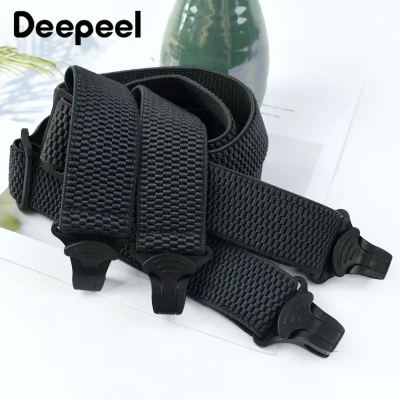 Deepeel 3.5*120 ซม.4 คลิปผู้ใหญ่ชาย Suspender X-Type Elastic Braces หัวเข็มขัดพลาสติกสายรัดชาย Jockstrap อุปกรณ์เสริม