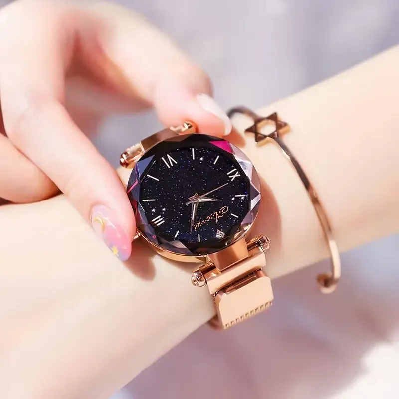 Orologio da donna con cielo stellato TikTok con nastro magnetico, lo stesso stile di tendenza uno su Douyin, un studente alla moda ed elegante