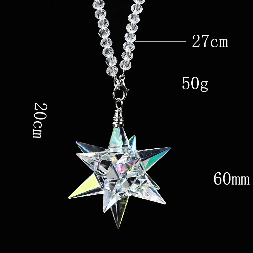 AB Crystal Meteor Hammer Prism Car Pendant Decoration Rear Car Mirror Ornaments Sun Catcher Hanging Trim Home Decor Accessories