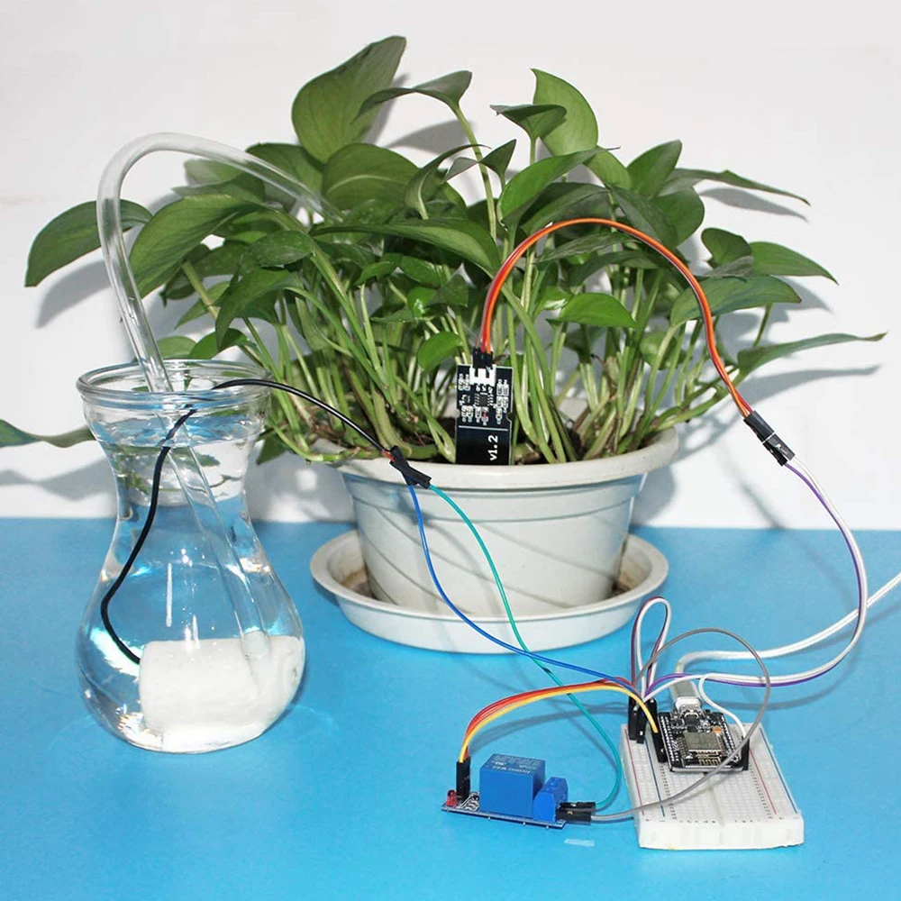 Automatic Irrigation DIY Kit Self Watering System with Capacitive Soil Moisture Sensor 1 Channel 5V Relay Module and Water Pump