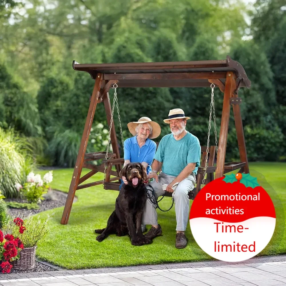 

Hot salesVINGLI Weather-Resistant Outdoor Swing with Stand and Canopy, Patio Swing Set with Drink Holder, Garden Swing for Adult