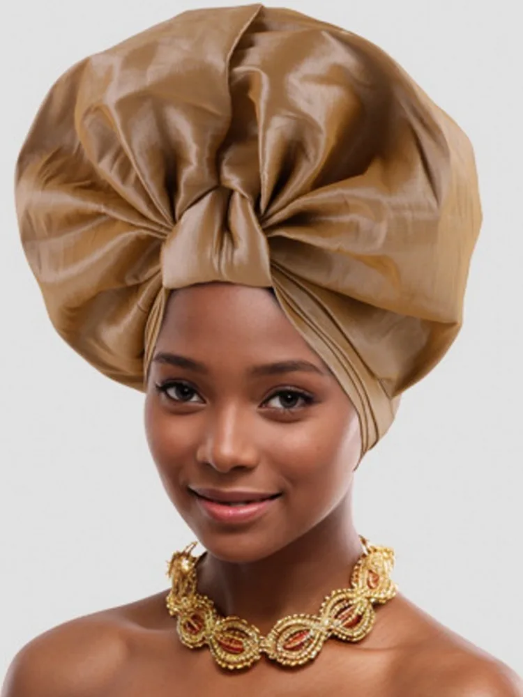 Ruffle Flower African Auto Gele Headtie Turban Cap Trendy Women Already Made Head Wraps Nigerian Wedding Geles Party Headpiece — zdjęcie 3
