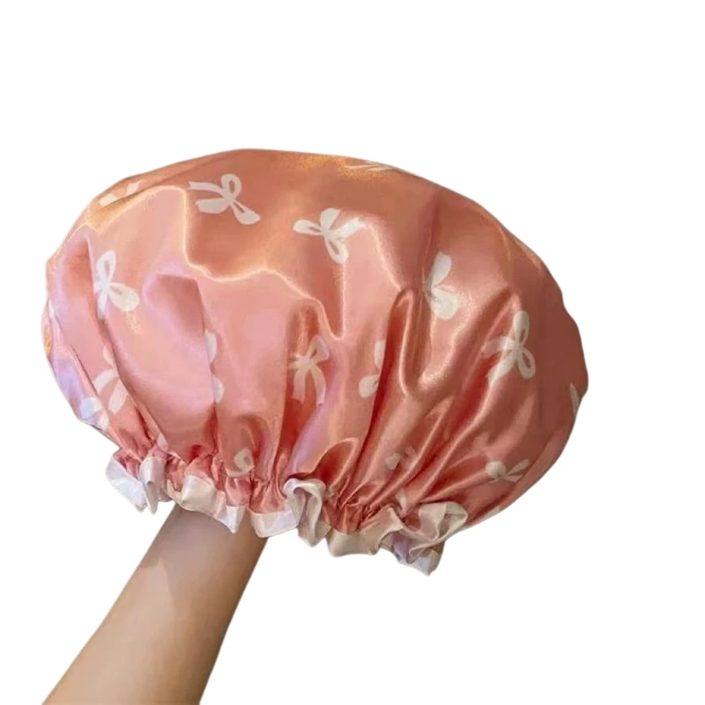 1pc Double Layer Shower Caps, Printed Bonnet, Waterproof Bath Caps Reusable Shower Caps Hair Hat For Women Ladies Spa Salon