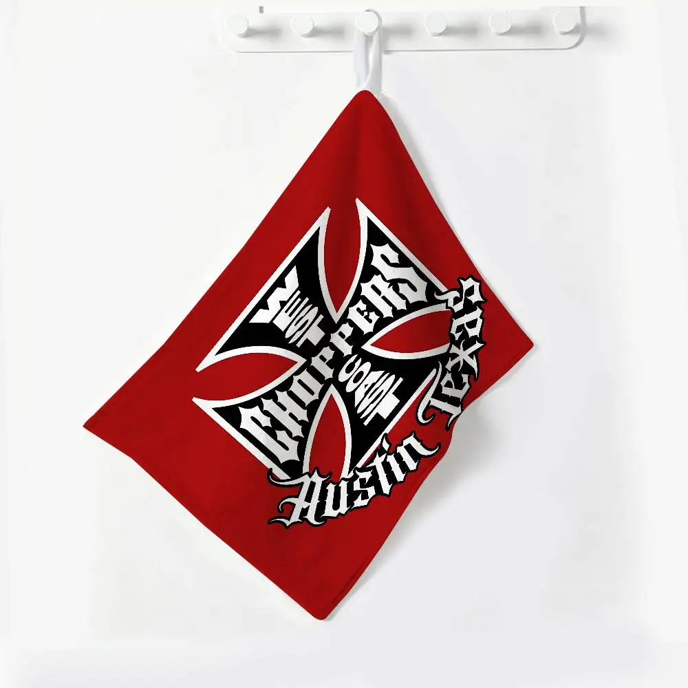 W-West Coast Choppers Polyester Cotton Hanging Hand Towel, Super Absorbent Hand Wiping Towel for Daily Household Use