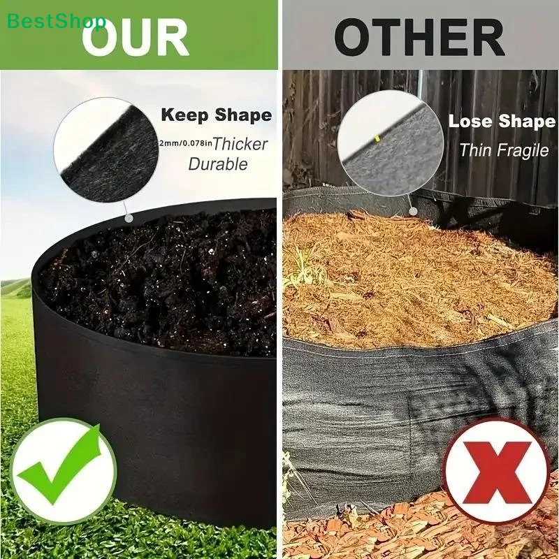 1Pcs Outdoor Yard Garden Vegetable Field Bed Fabric Garden Grow Bags Planting Pot Circular Large Felt Garden Nursery Bag Planter