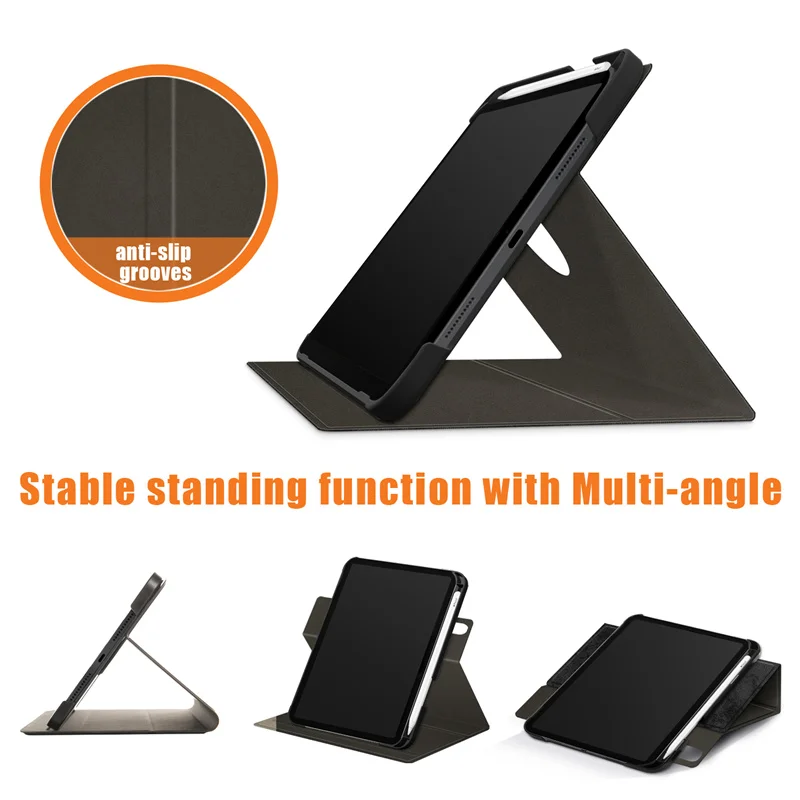 For apple Tablet iPad Mini 6 360 Rotation With Pencil Holder stand flip Smart case For iPad mini 6 generation 2021 8.3inch Cover